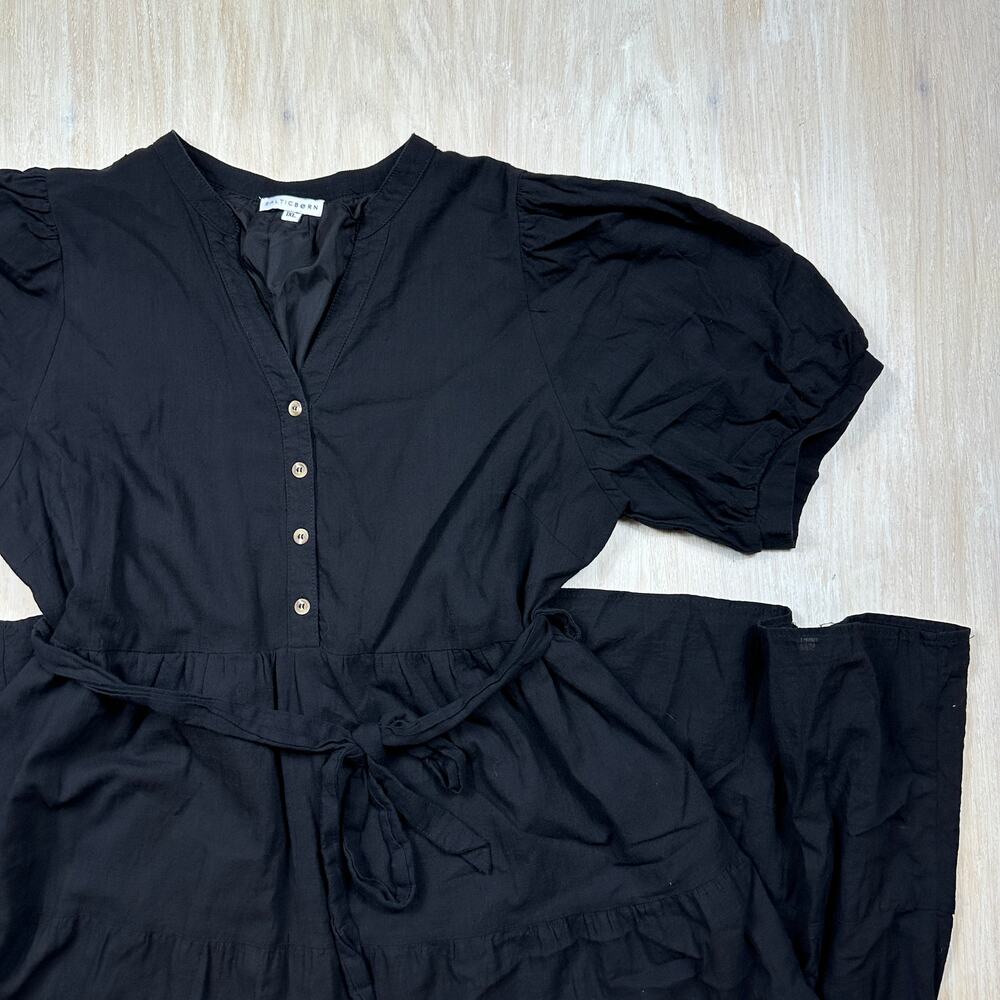 Baltic Born Black Maxi Dress 1XL Puff Sleeve Tiered Cottagecore Romantic Praire - Picture 2 of 13